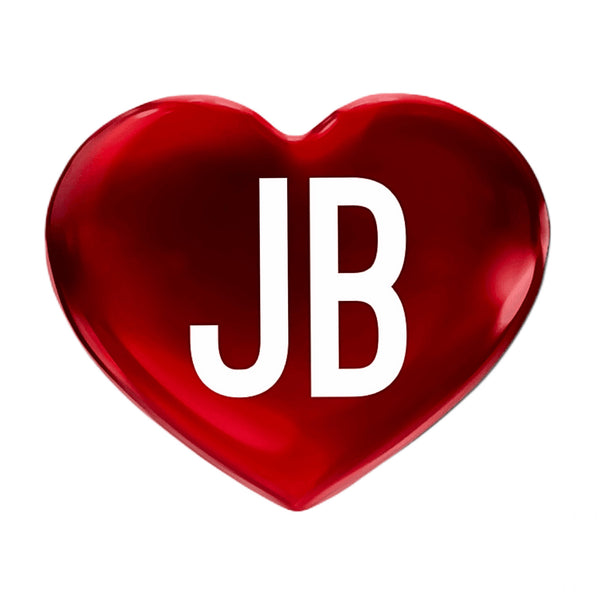 Red heart with white initials in the center JB on a white background logo image 