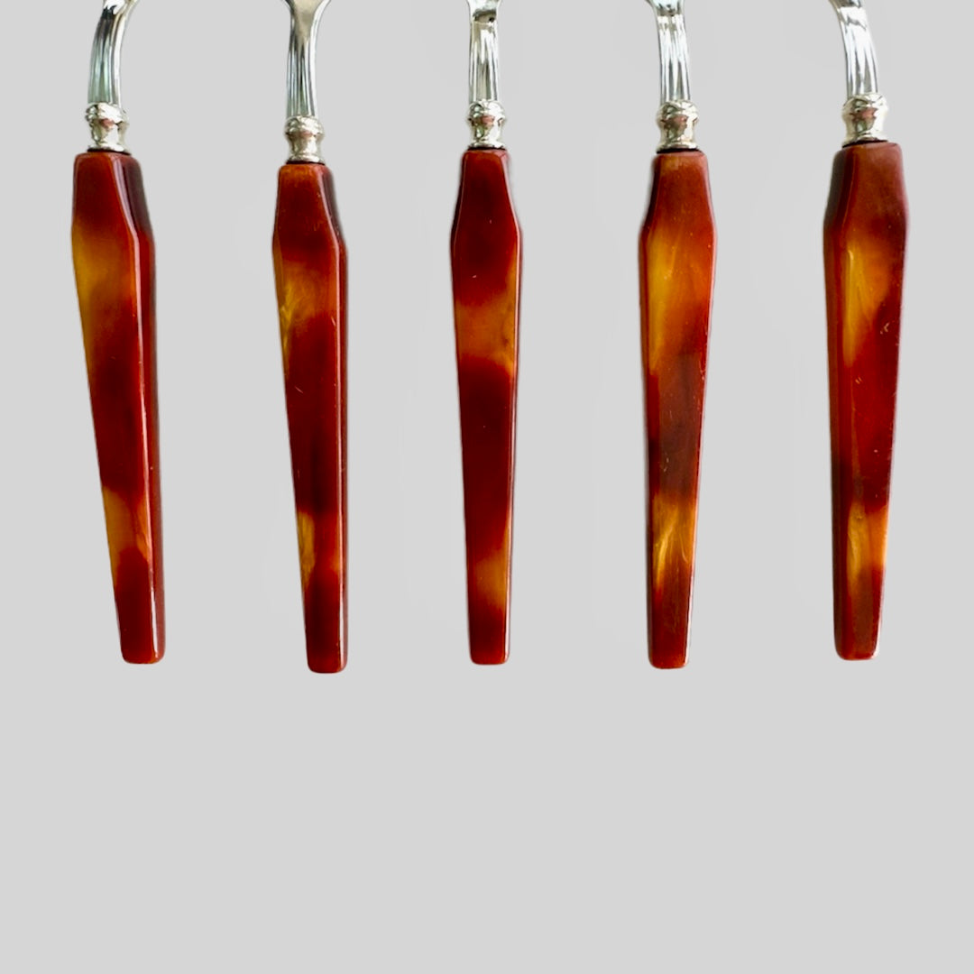 Vintage Grapefruit Spoons Glo-Hill Bakelite Handles Set
