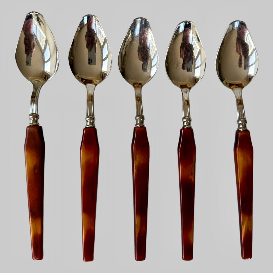 Vintage Grapefruit Spoons Glo-Hill Bakelite Handles Set