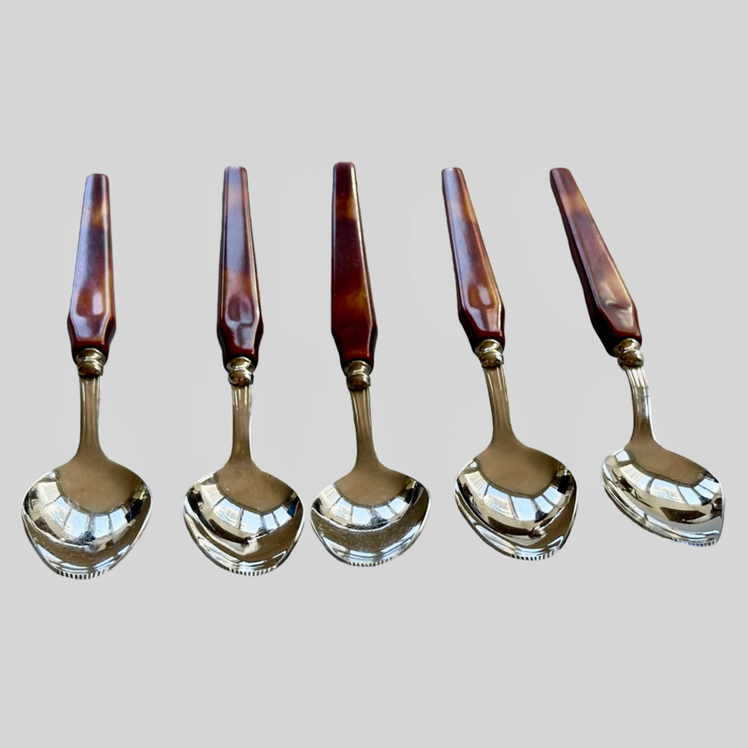 Vintage Grapefruit Spoons Glo-Hill Bakelite Handles Set