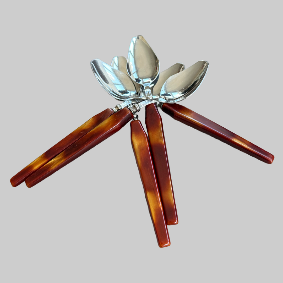 Vintage Grapefruit Spoons Glo-Hill Bakelite Handles Set