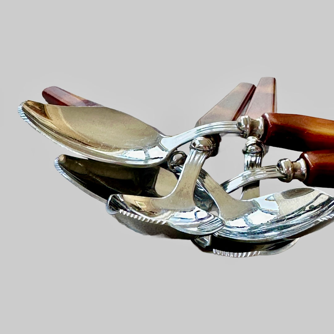 Vintage Grapefruit Spoons Glo-Hill Bakelite Handles Set