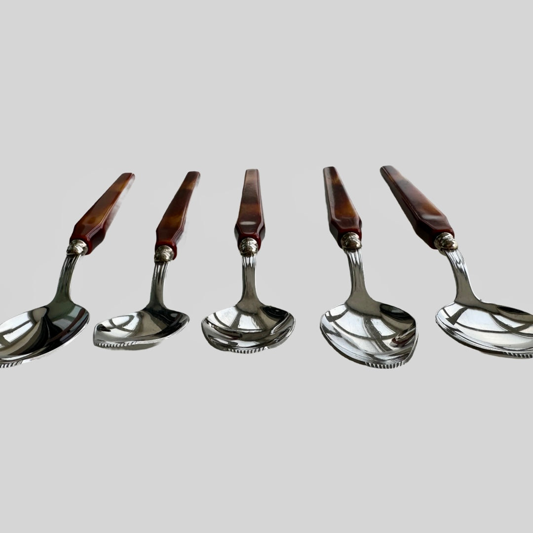 Vintage Grapefruit Spoons Glo-Hill Bakelite Handles Set