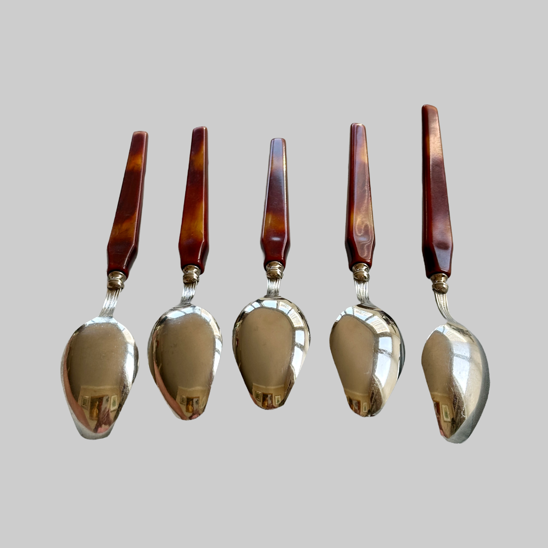 Vintage Grapefruit Spoons Glo-Hill Bakelite Handles Set