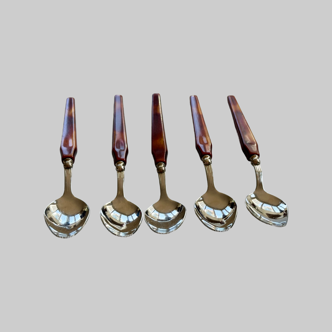 Vintage Grapefruit Spoons Glo-Hill Bakelite Handles Set