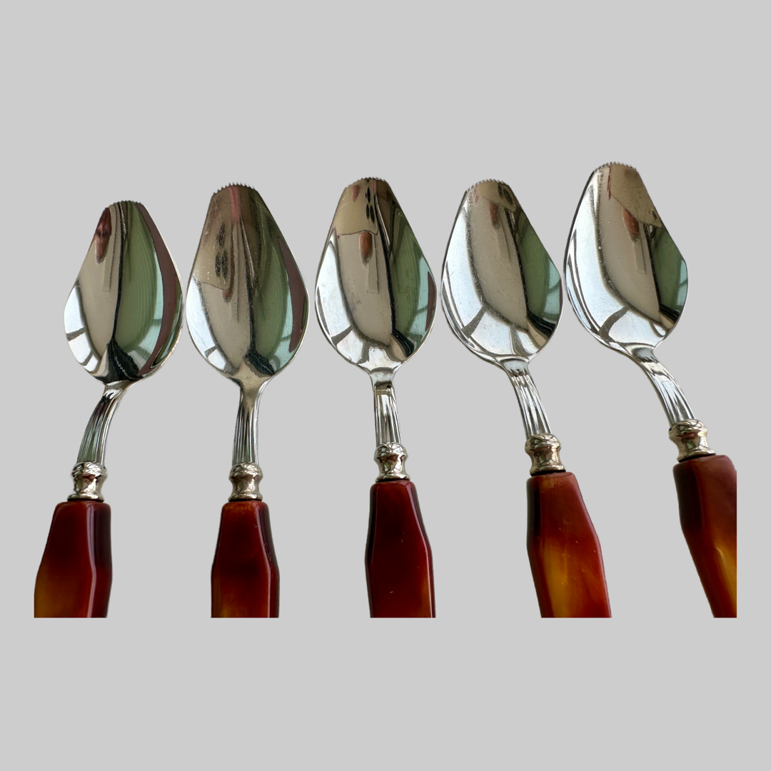 Vintage Grapefruit Spoons Glo-Hill Bakelite Handles Set