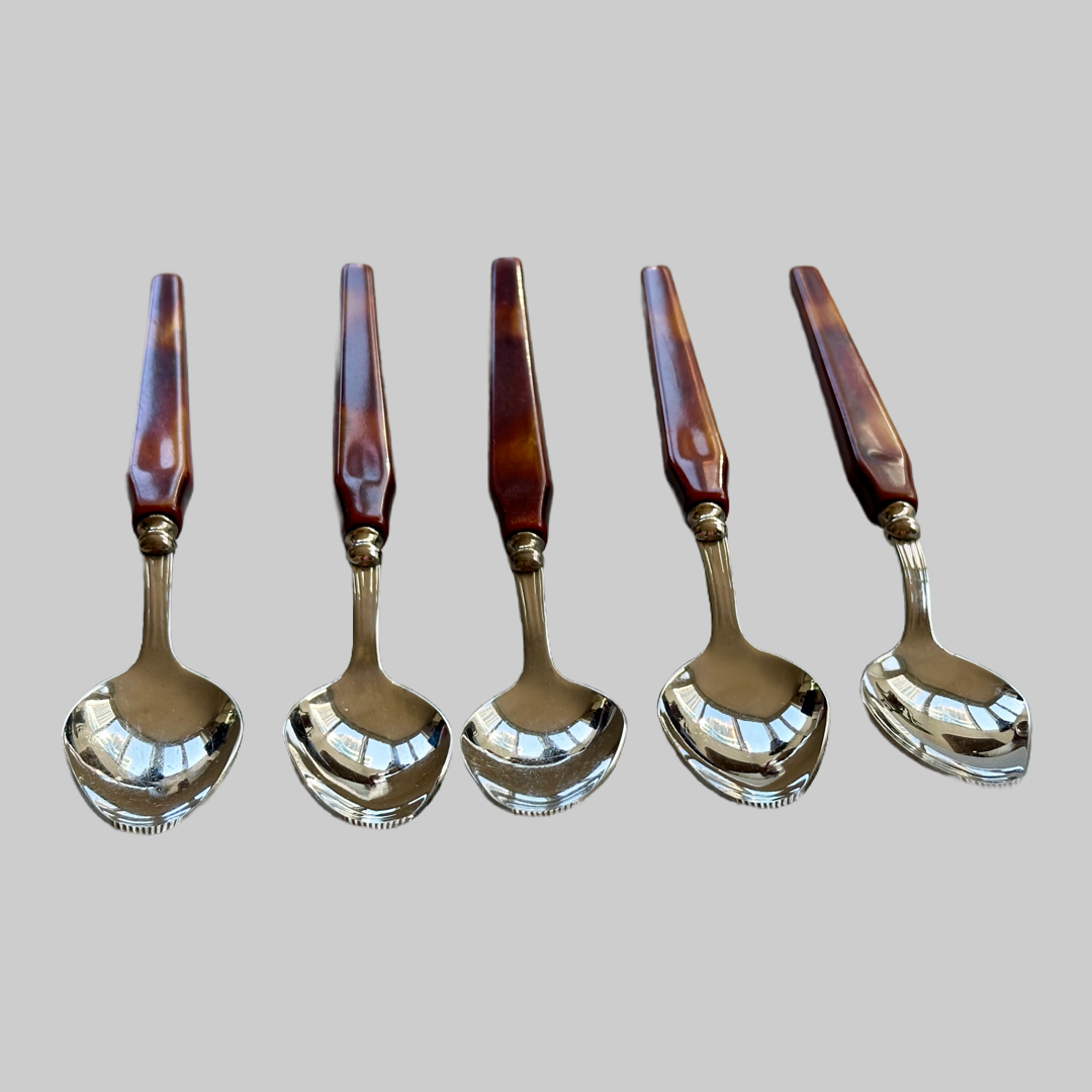 Vintage Grapefruit Spoons Glo-Hill Bakelite Handles Set