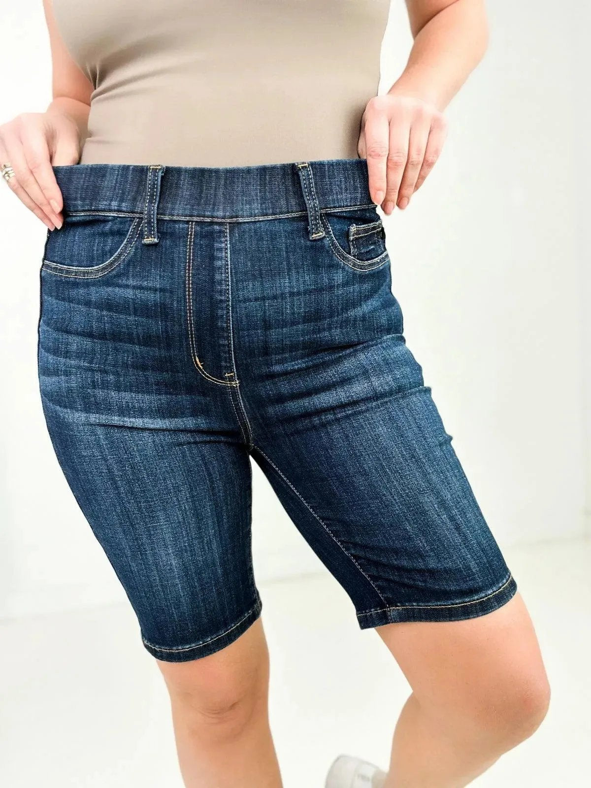 Judy Blue "Marley" High Waist Pull On Bermuda Shorts