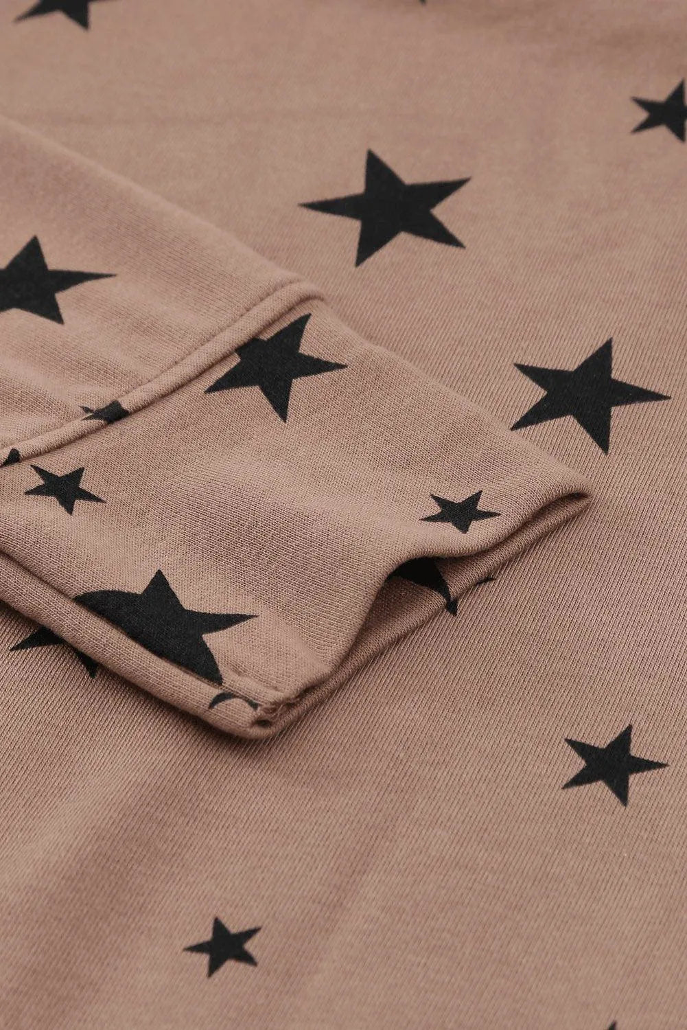 Khaki Round Neck Star Print Long Sleeve Top Jewelry Bubble