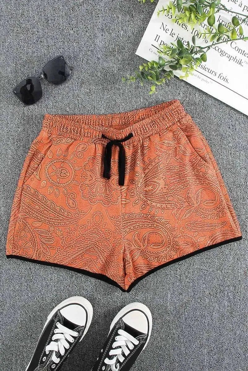 Ladies, Elevate Your Style with Retro Print Drawstring Shorts