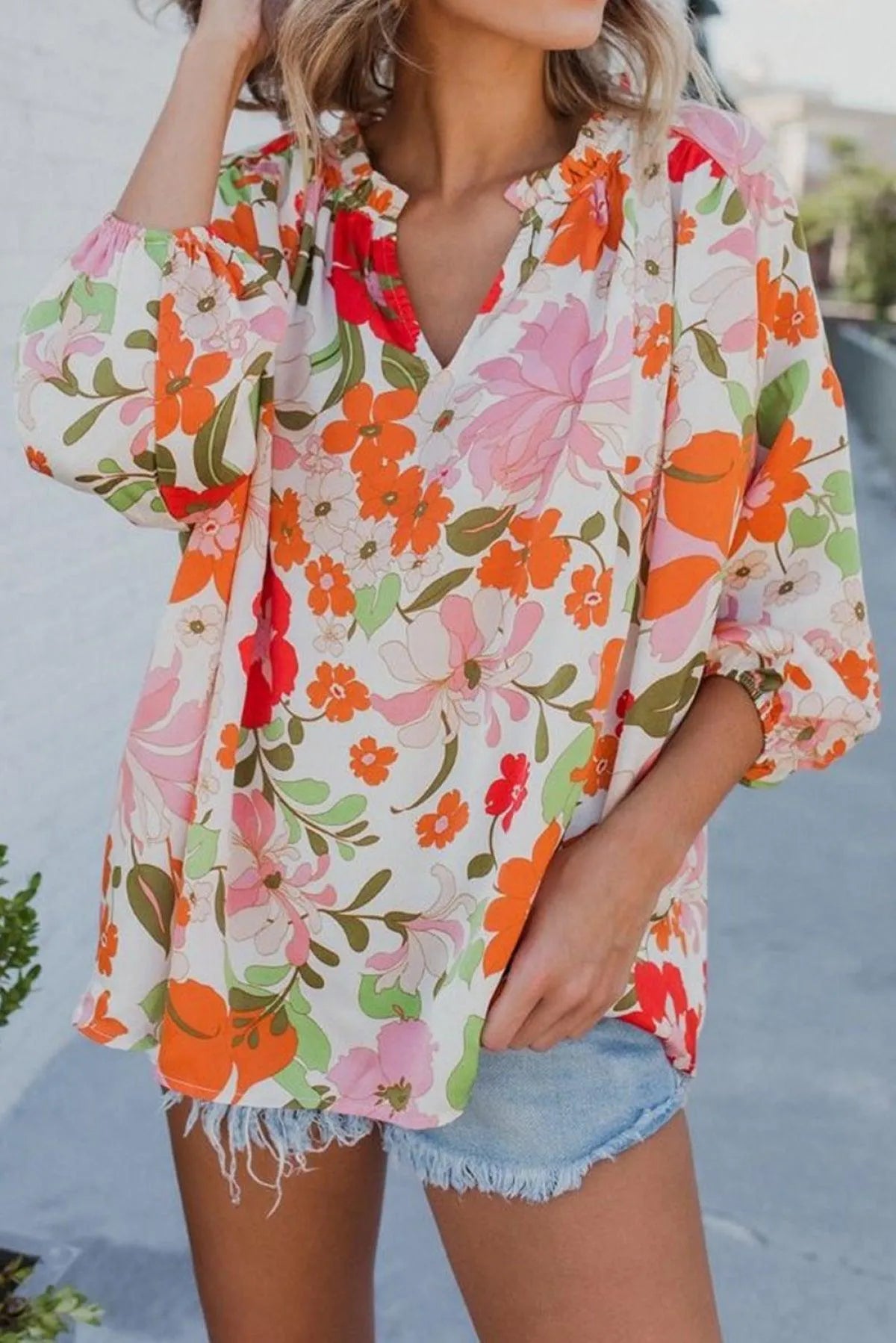 Latest Blooming Flowers Puff Sleeve Blouse - Get Yours Now! Jewelry Bubble