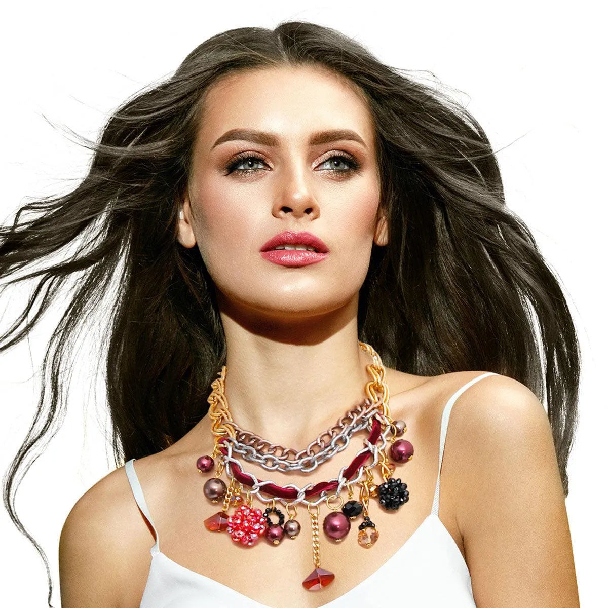 Layered Chain Necklace: Charms Galore for Stunning Style Pinktown