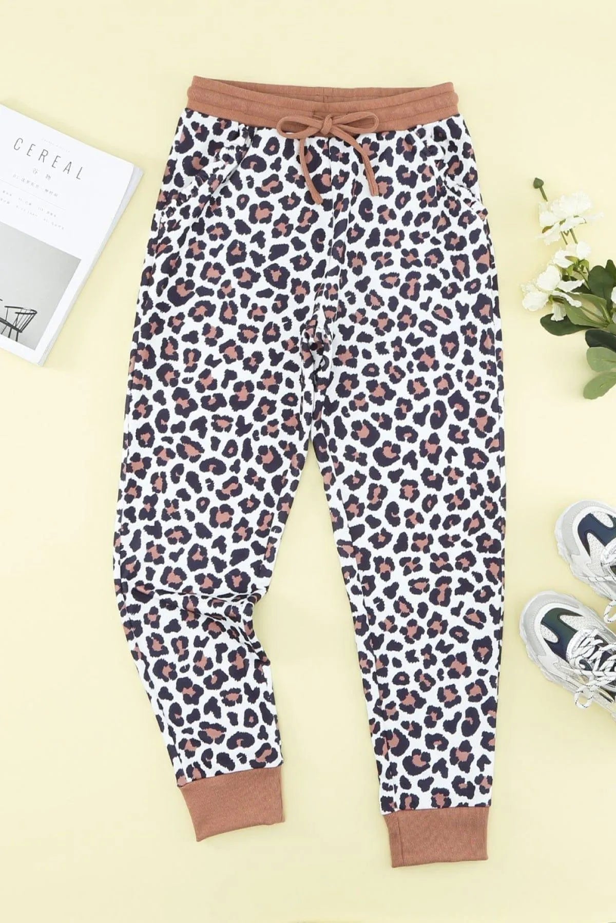 Leopard Print Elastic Waist Jogger Pants Jewelry Bubble