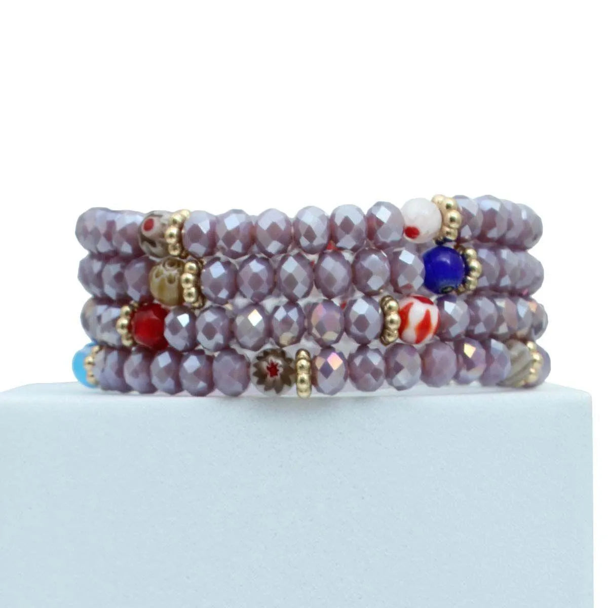 Light Purple Glass Bead Stackable Bracelets Pinktown
