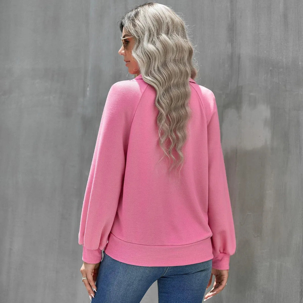 Long Sleeve Buttoned Sweatshirt Jewelry Bubble