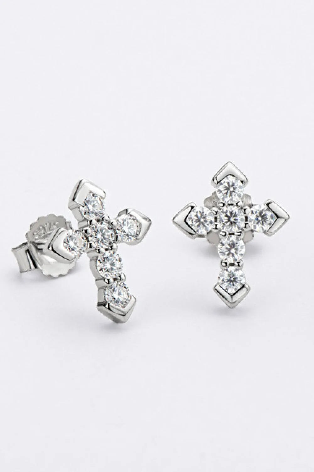 Moissanite Cross Stud Earrings Pinktown