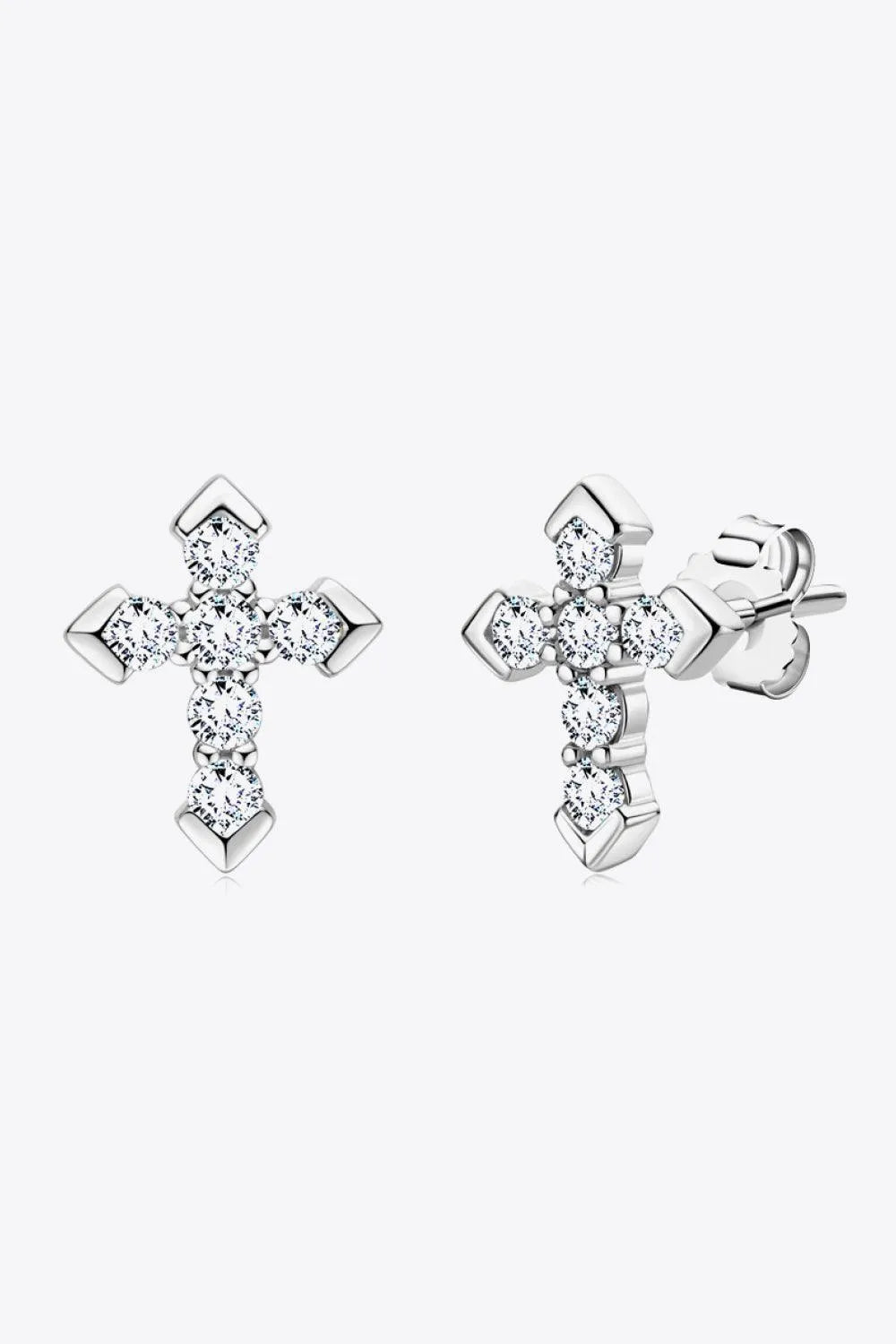 Moissanite Cross Stud Earrings Pinktown