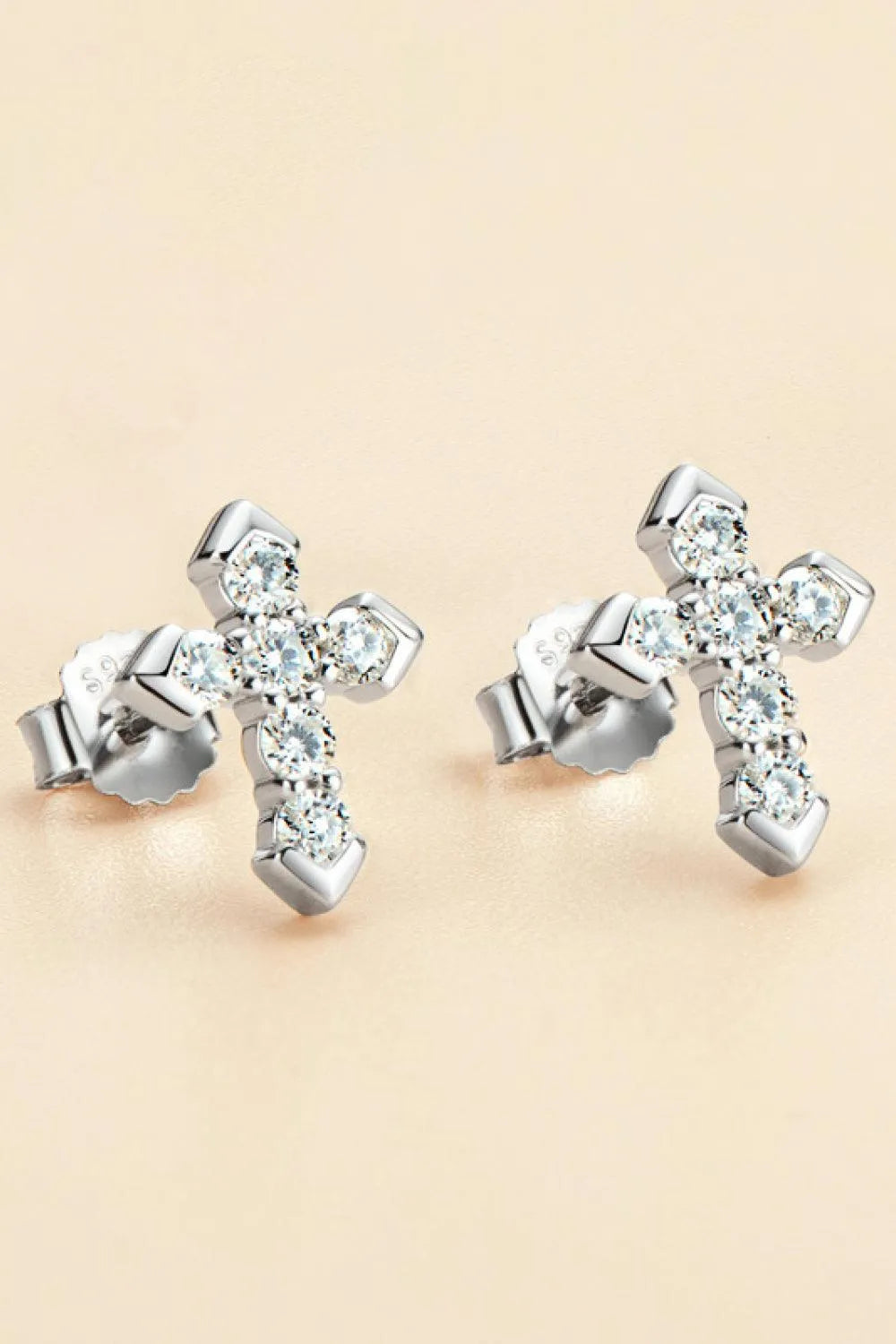 Moissanite Cross Stud Earrings Pinktown