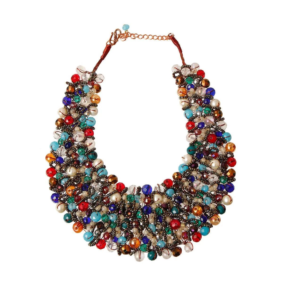 Motley Gorgeous Beaded Bib Style Necklace Pinktown