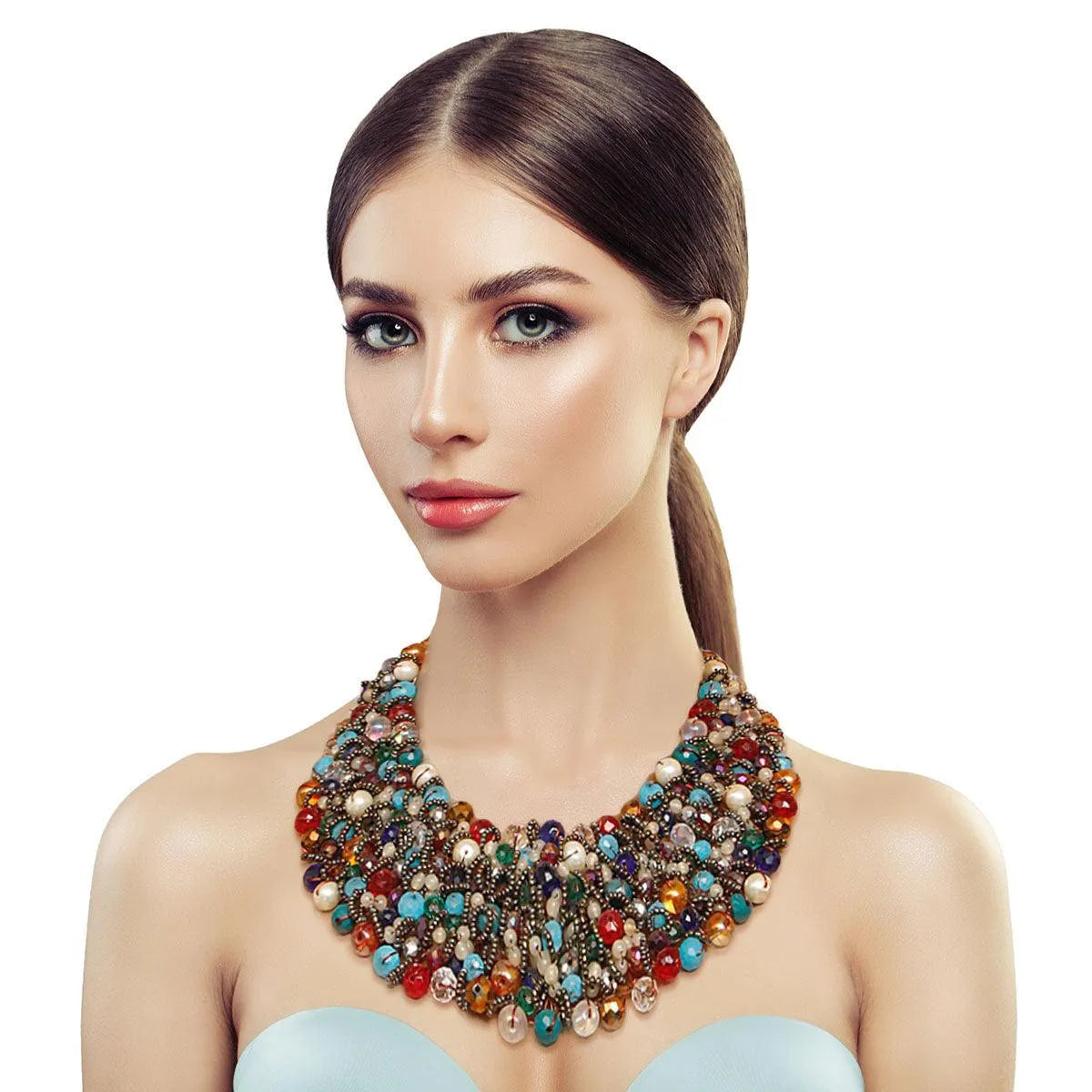 Motley Gorgeous Beaded Bib Style Necklace Pinktown