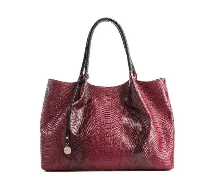Naomi - Red Textured Vegan Leather Tote Bag GUNAS NEW YORK