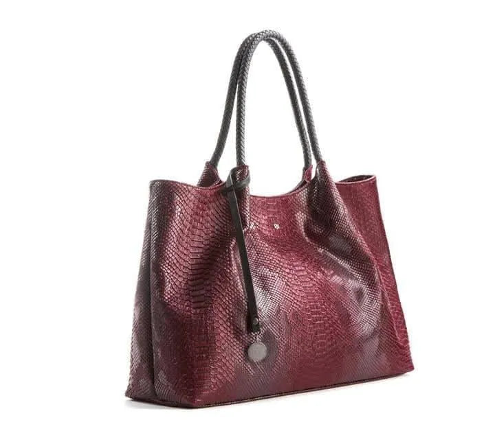 Naomi - Red Textured Vegan Leather Tote Bag GUNAS NEW YORK