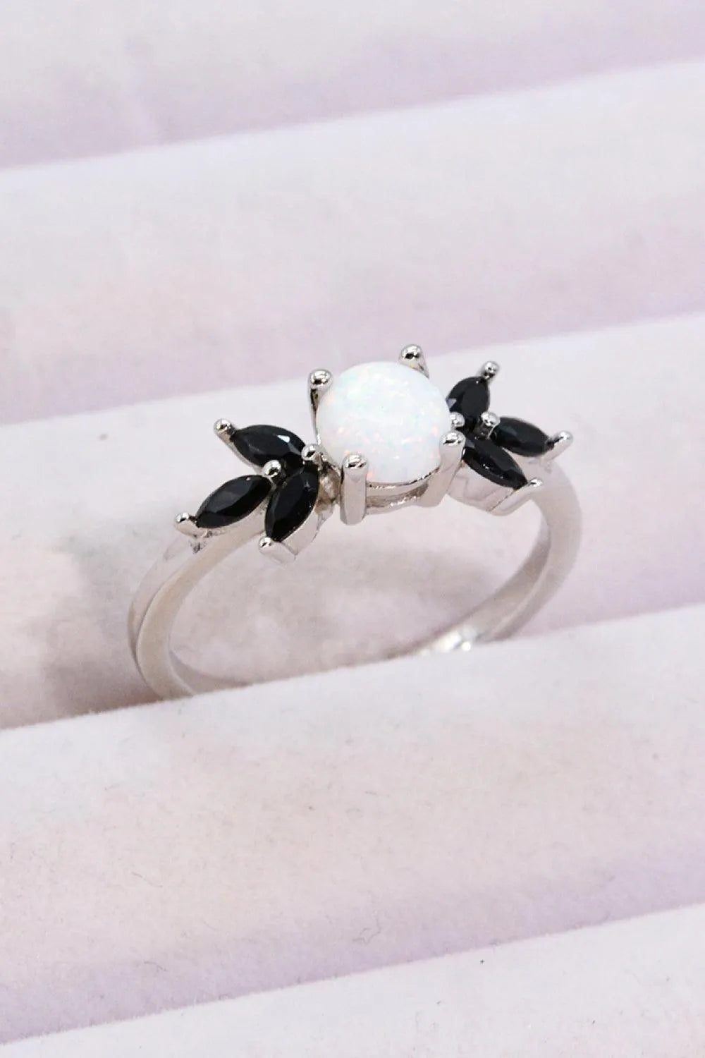 Opal and Zircon Contrast Ring Shining Symbol of Love Pinktown