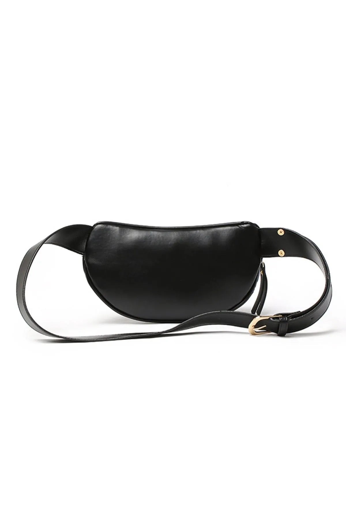 PU Leather Quilted Zipper Chest Bag Black Kiwidrop