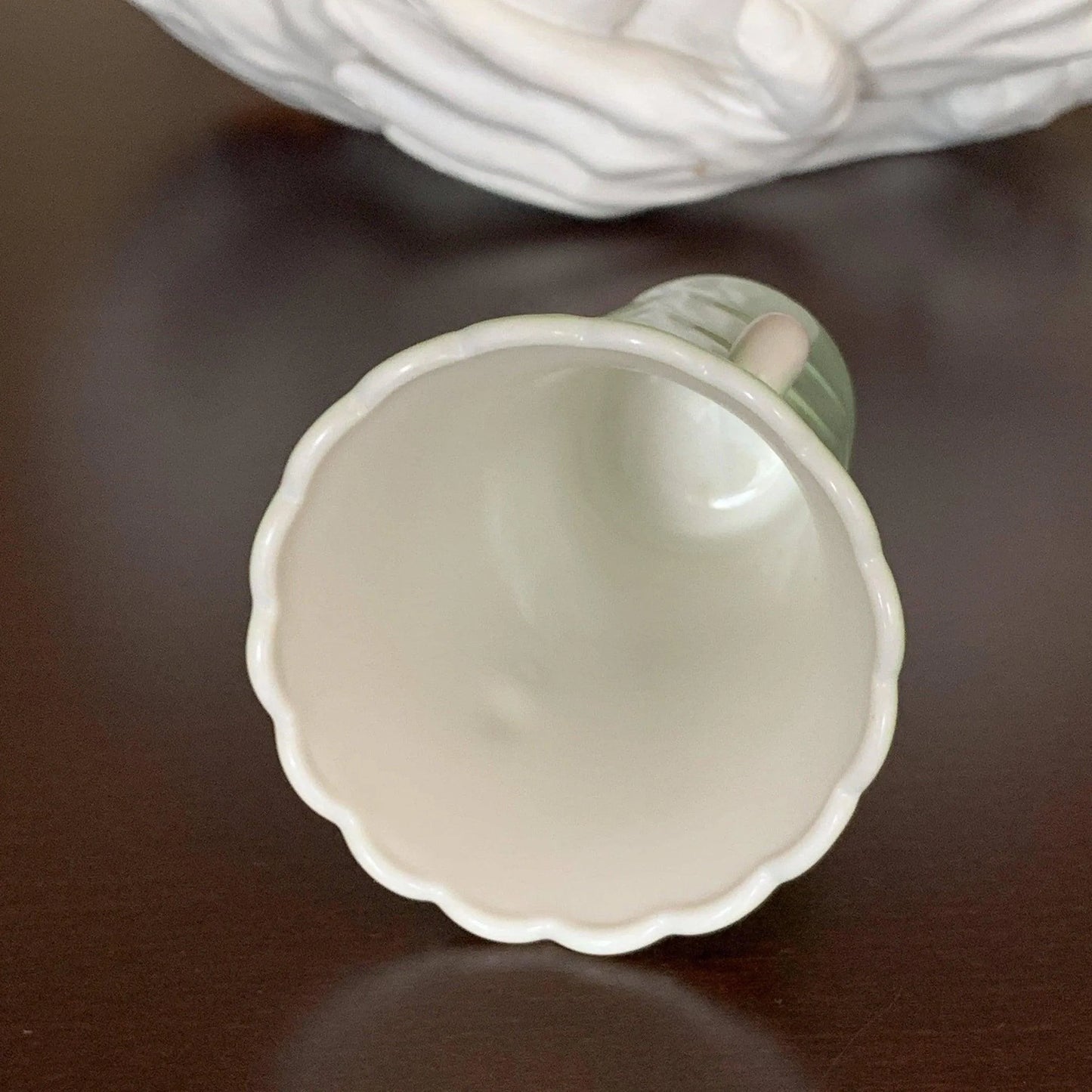 Pastel Green Fired On Vitrock Table Vase Jewelry Bubble