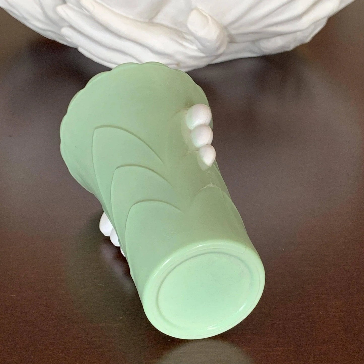 Pastel Green Fired On Vitrock Table Vase Jewelry Bubble