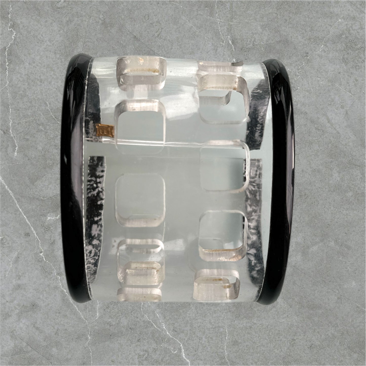 Vintage Acrylic Open-Cuff Bracelet for Women - Checkerboard Design Jewelry Bubble