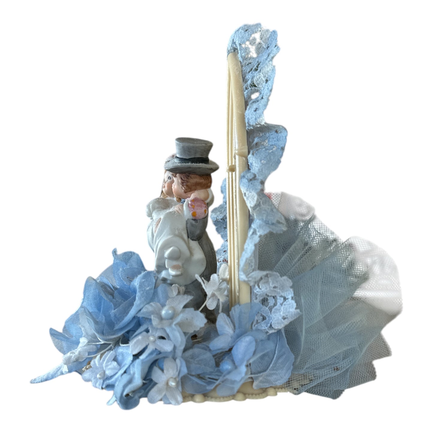 Vintage Cake Topper - 1950s Style Wedding Charm with Blue Arch Jewelry Bubble
