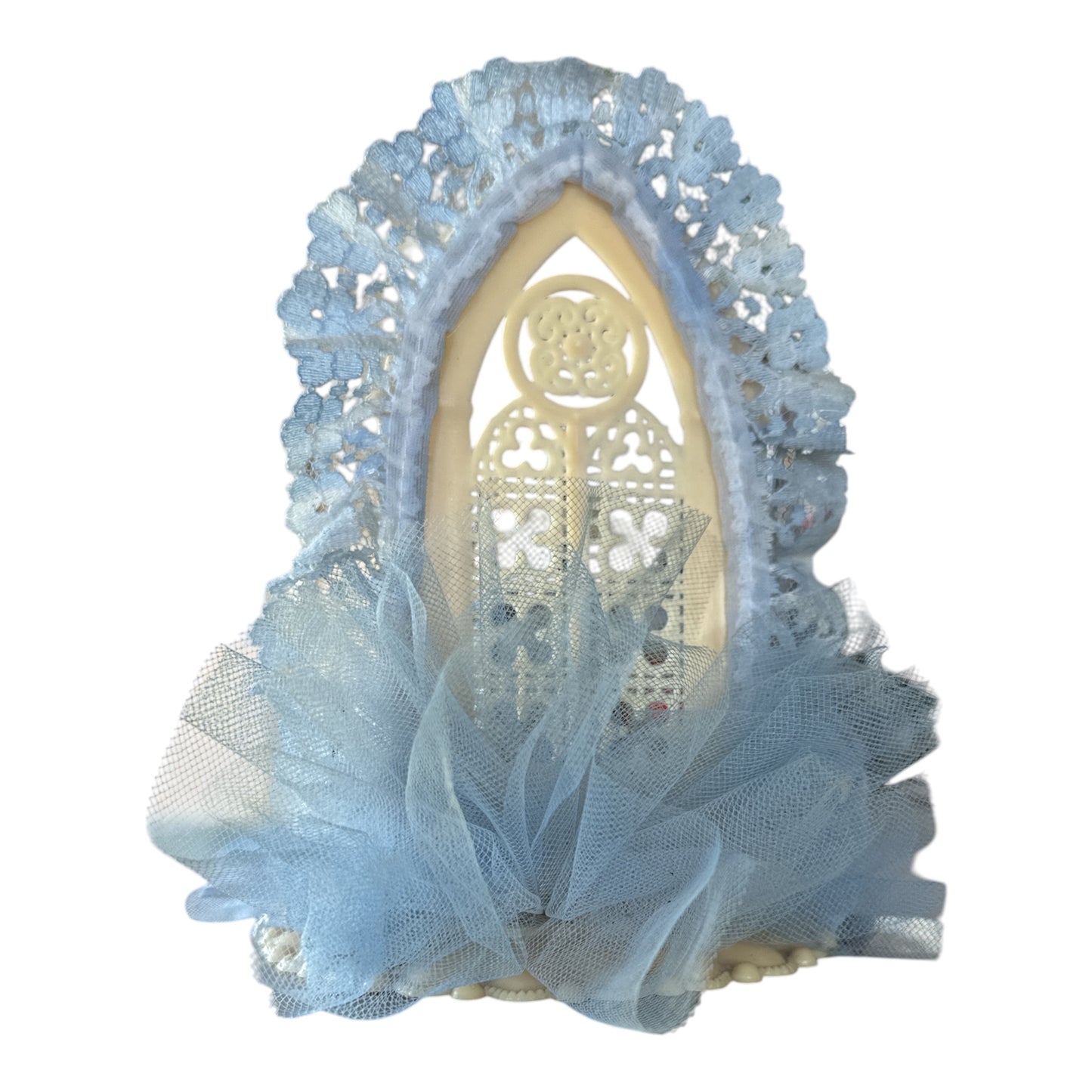 Vintage Cake Topper - 1950s Style Wedding Charm with Blue Arch Jewelry Bubble