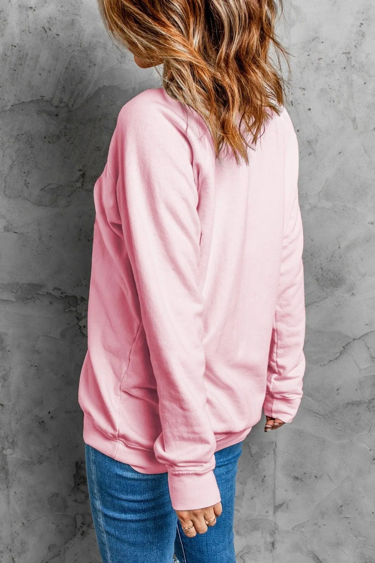 Pink Valentine Sweatshirt Sweet Drinking Graphic Print Jewelry Bubble