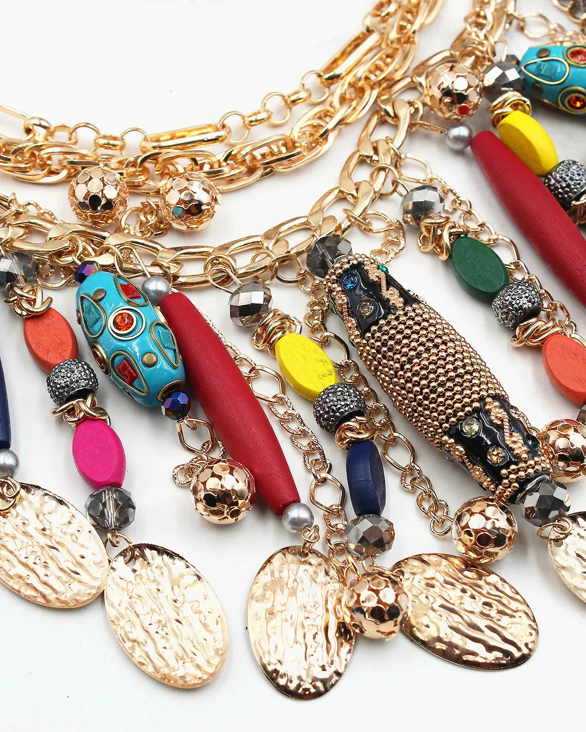 Radiant Layers: Triple Layered Gold Fringe Necklace Set