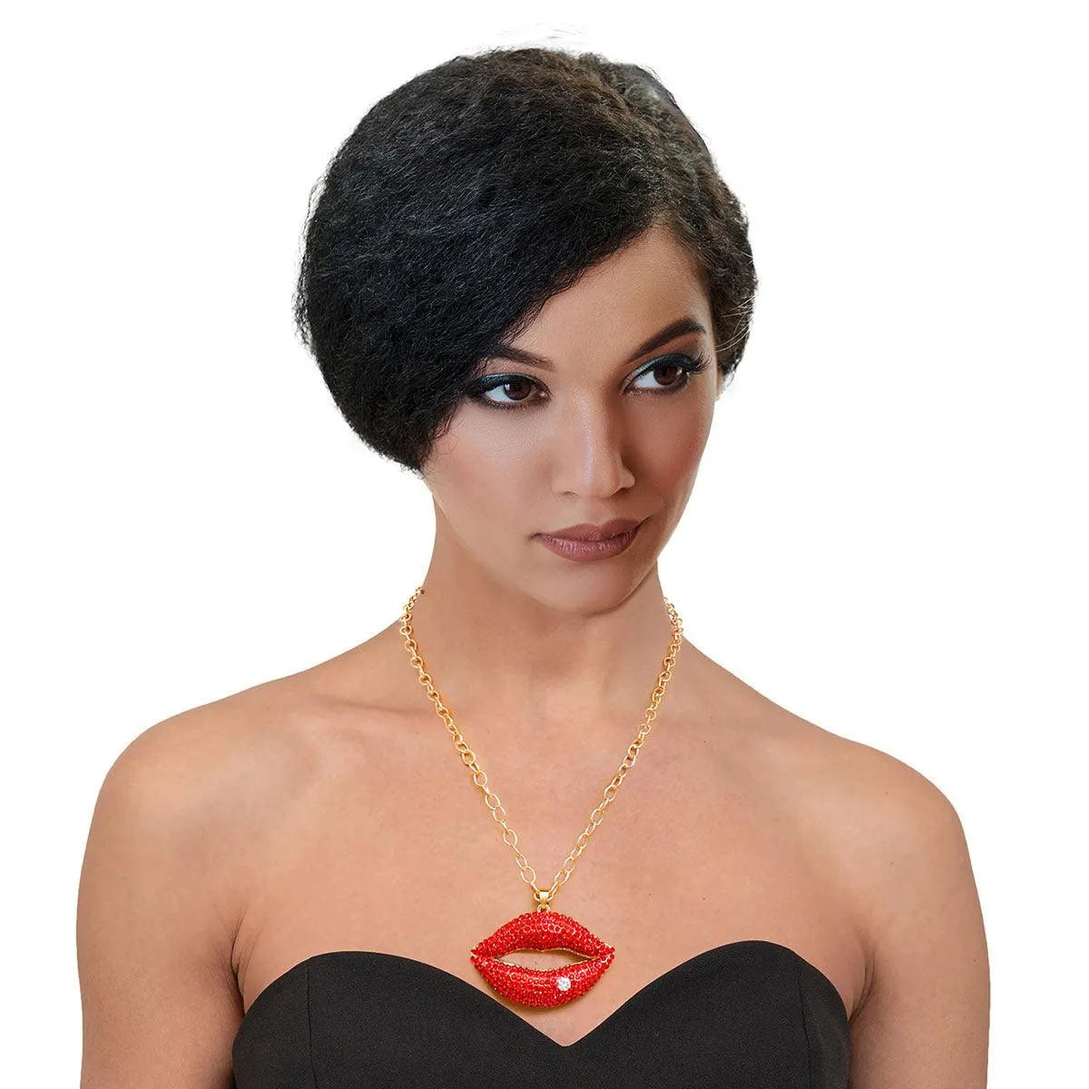 Red Lips Pendant Gold Chain Necklace Pinktown