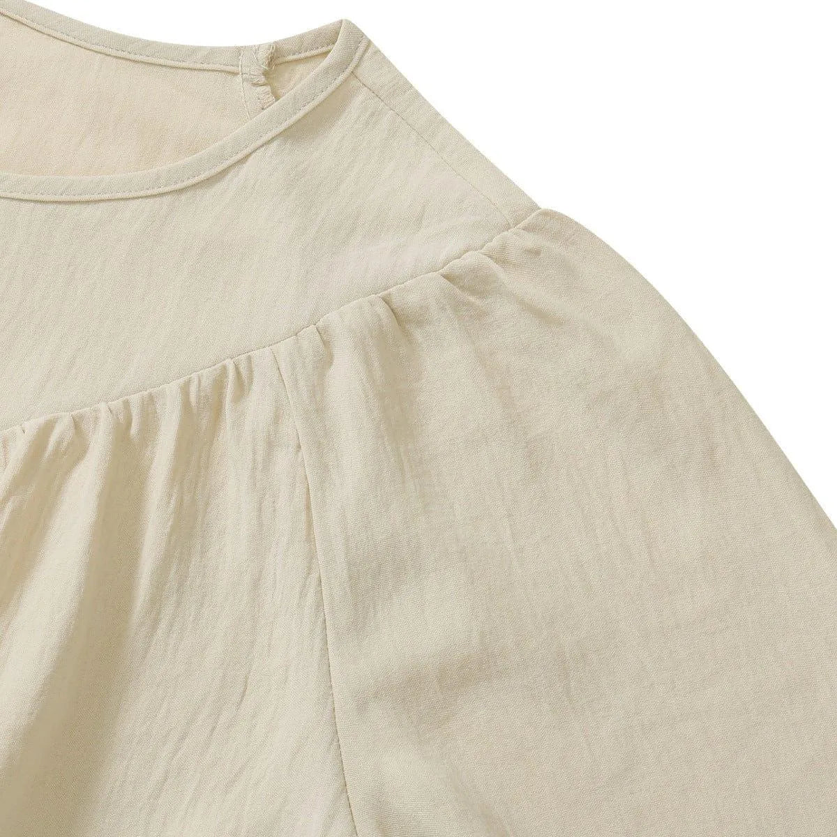 Round Neck Gathering Long Sleeve Top Jewelry Bubble