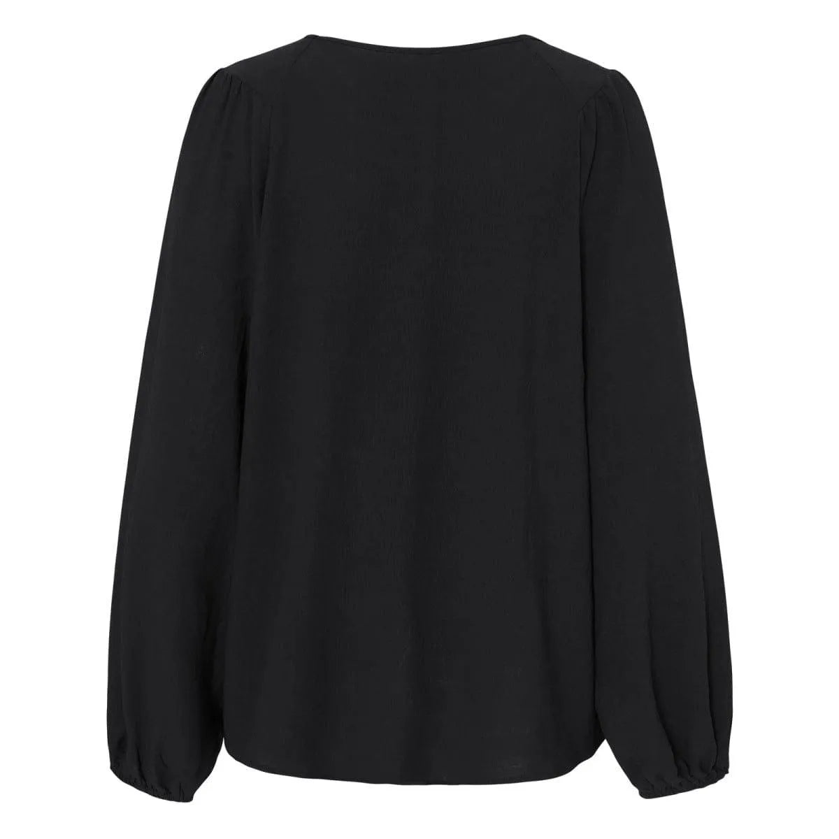 Round Neck Gathering Long Sleeve Top Jewelry Bubble