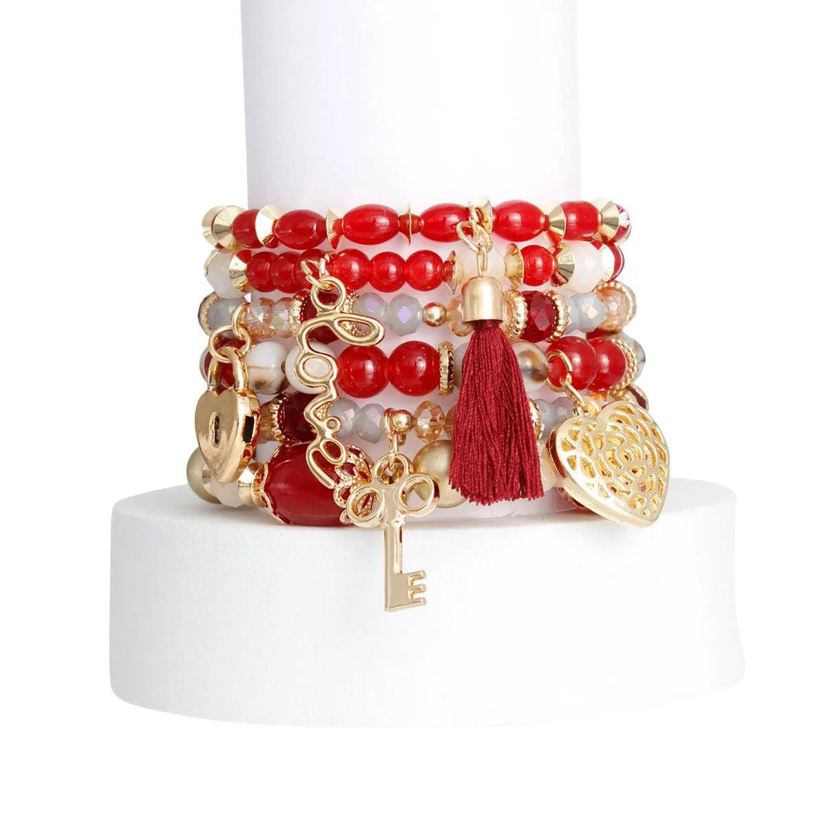 Shop the Best Burgundy-Red Bead Charm Bracelets Now Pinktown