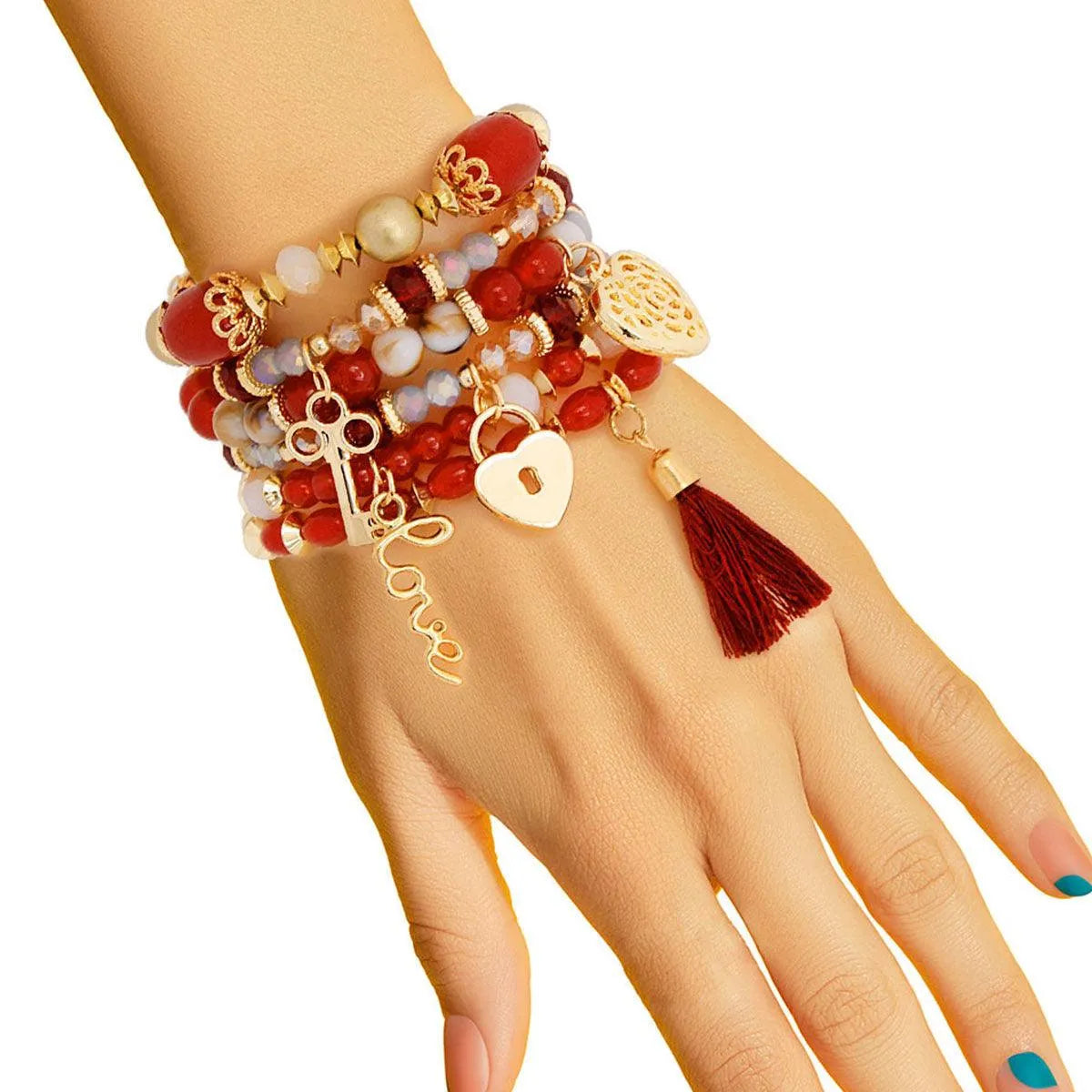 Shop the Best Burgundy-Red Bead Charm Bracelets Now Pinktown