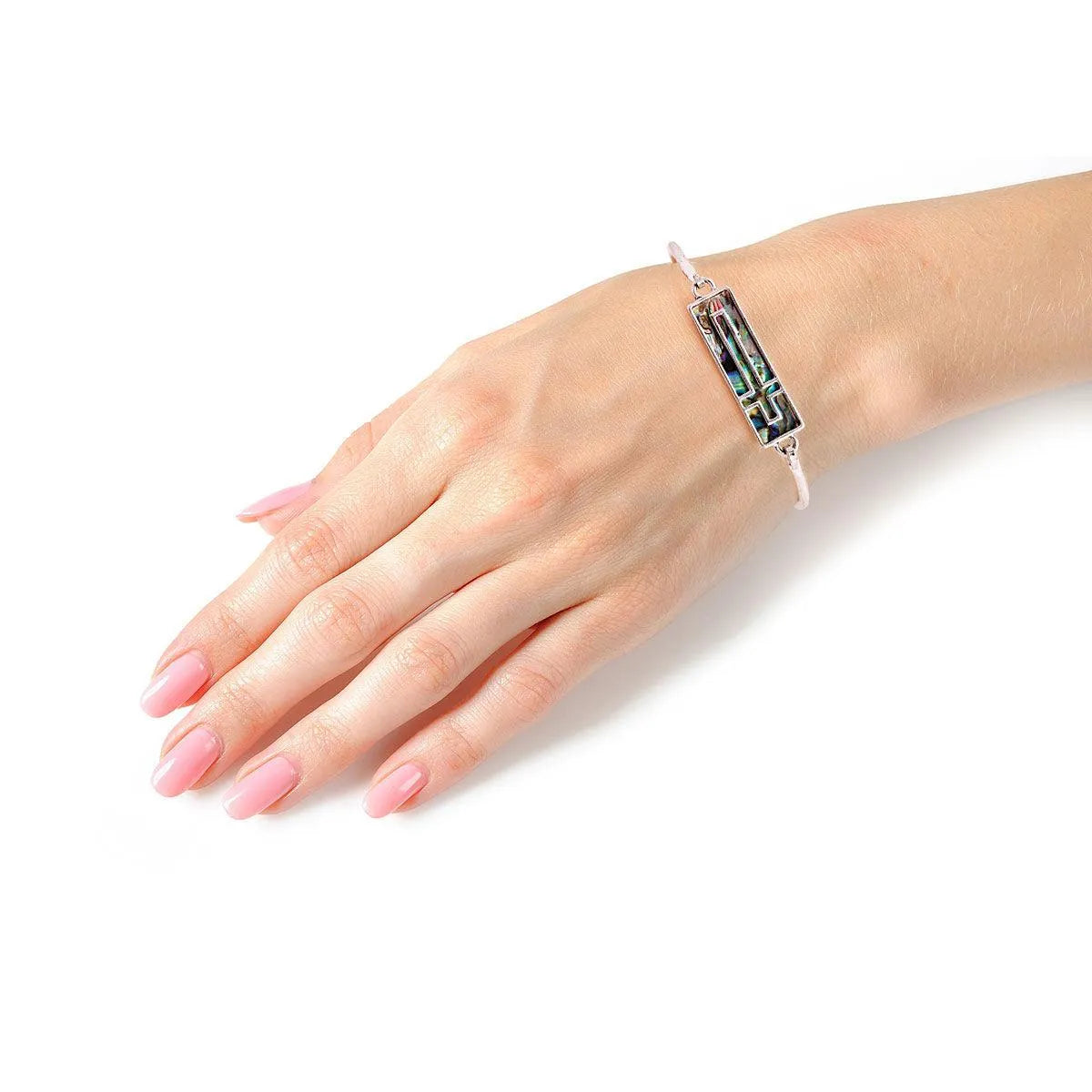 Stunning Burnished Silver Cross Bangle – Abalone Inlay Design Pinktown