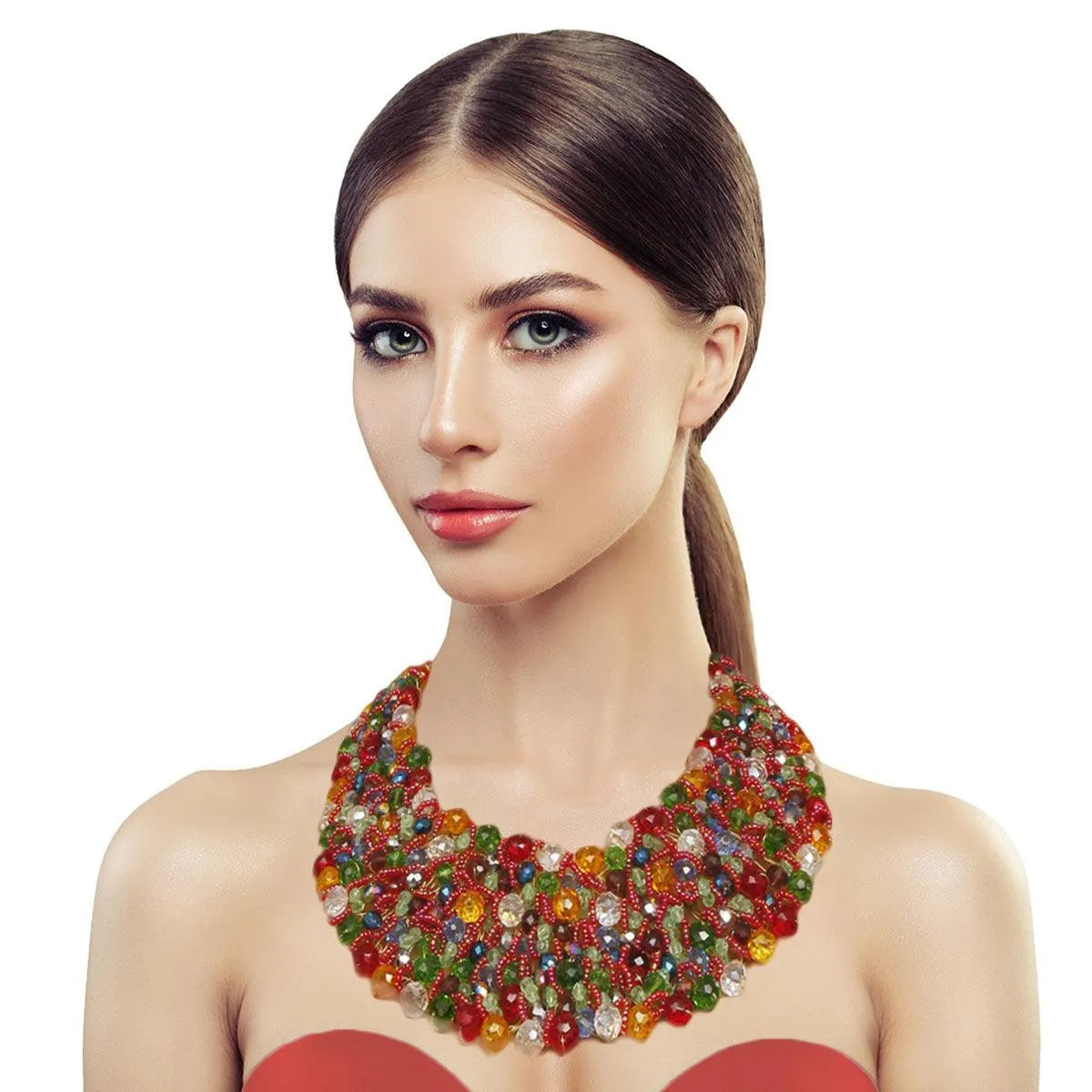 Stunning Color Assortment Bib Necklaces: Make a Bold Statement Today! Pinktown