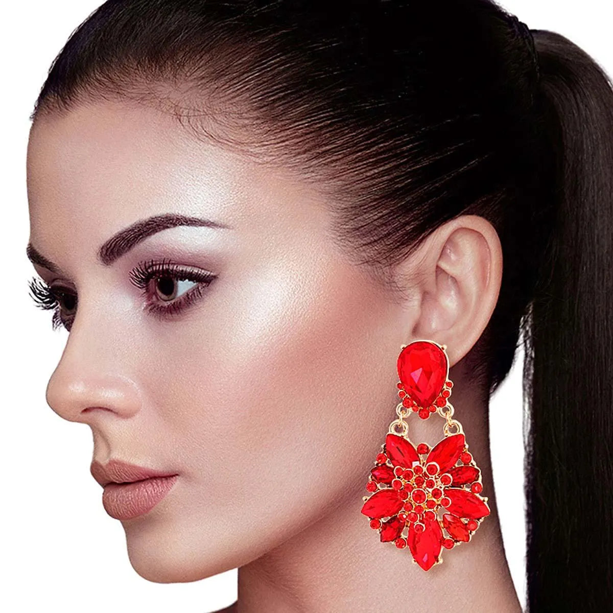 Stunning Red Drop Dangle Earrings: Add Sparkle Today! Pinktown