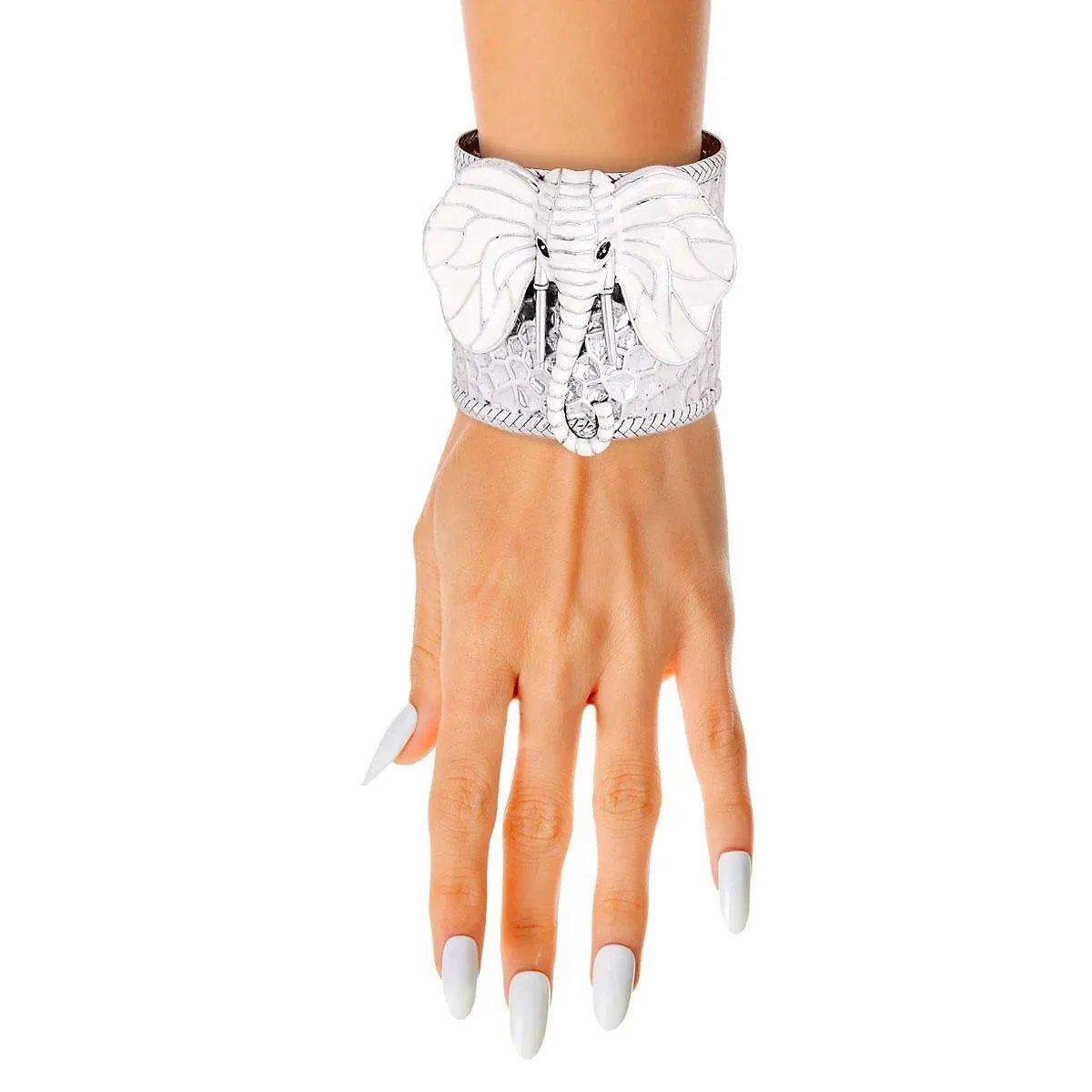 Stunning White Elephant Head Cuff Bracelet – Must-Have Accessory