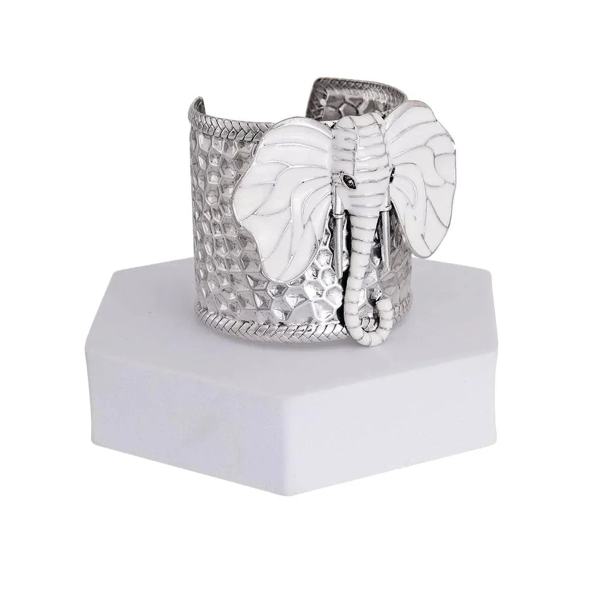 Stunning White Elephant Head Cuff Bracelet – Must-Have Accessory