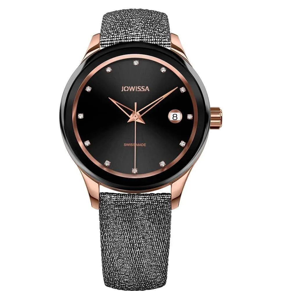 Tiro Swiss Ladies Watch Rose Black Grey Color Scheme J4.360.M Jewelry Bubble
