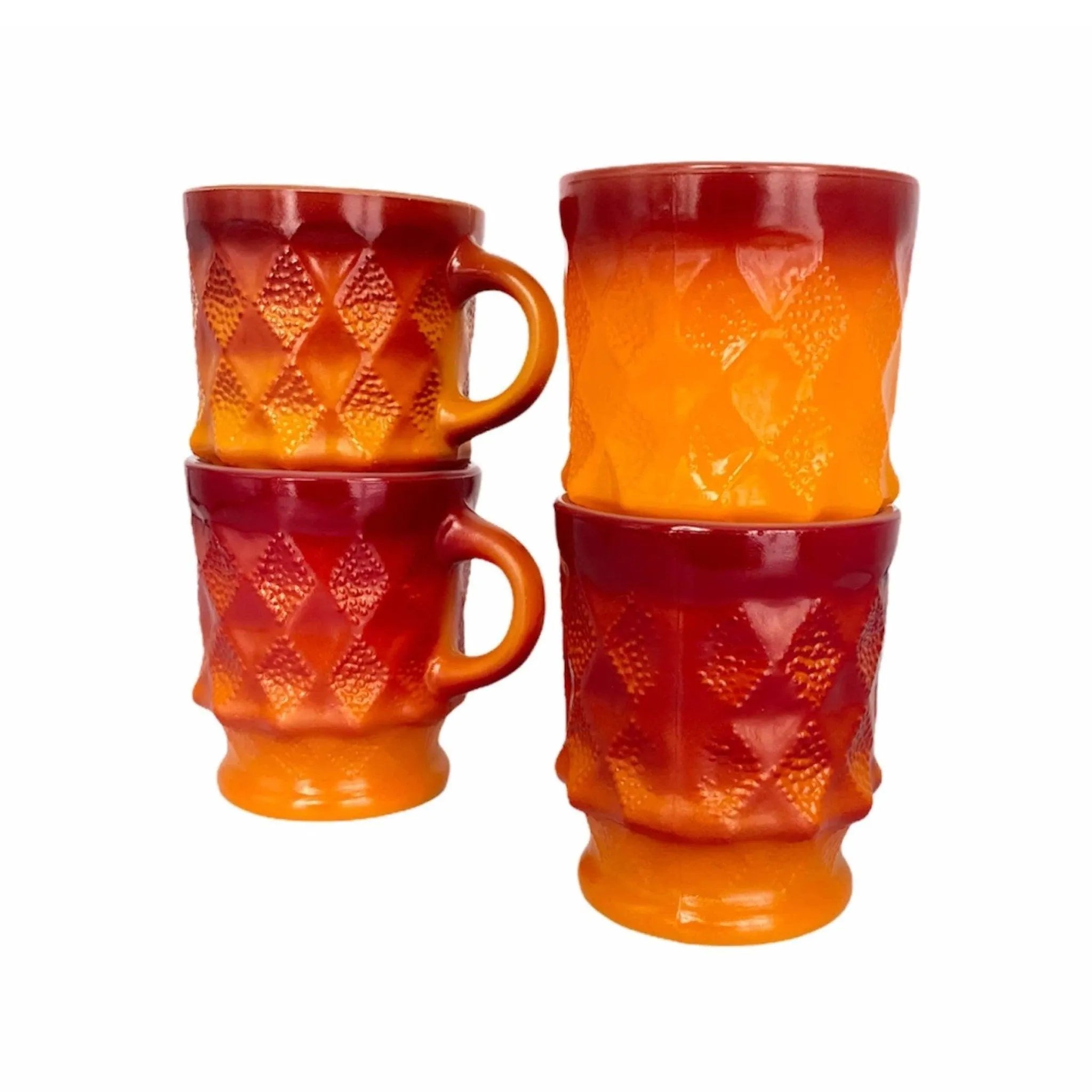 Vintage Anchor Hocking Fire King Vibrant Kimberly Mugs - Jewelry Bubble