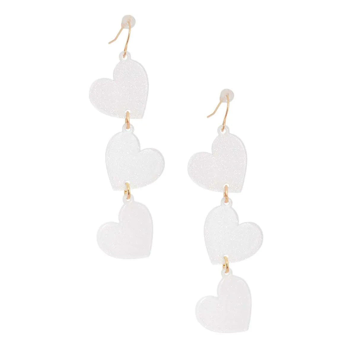 White Heart Dangle Earrings Pinktown