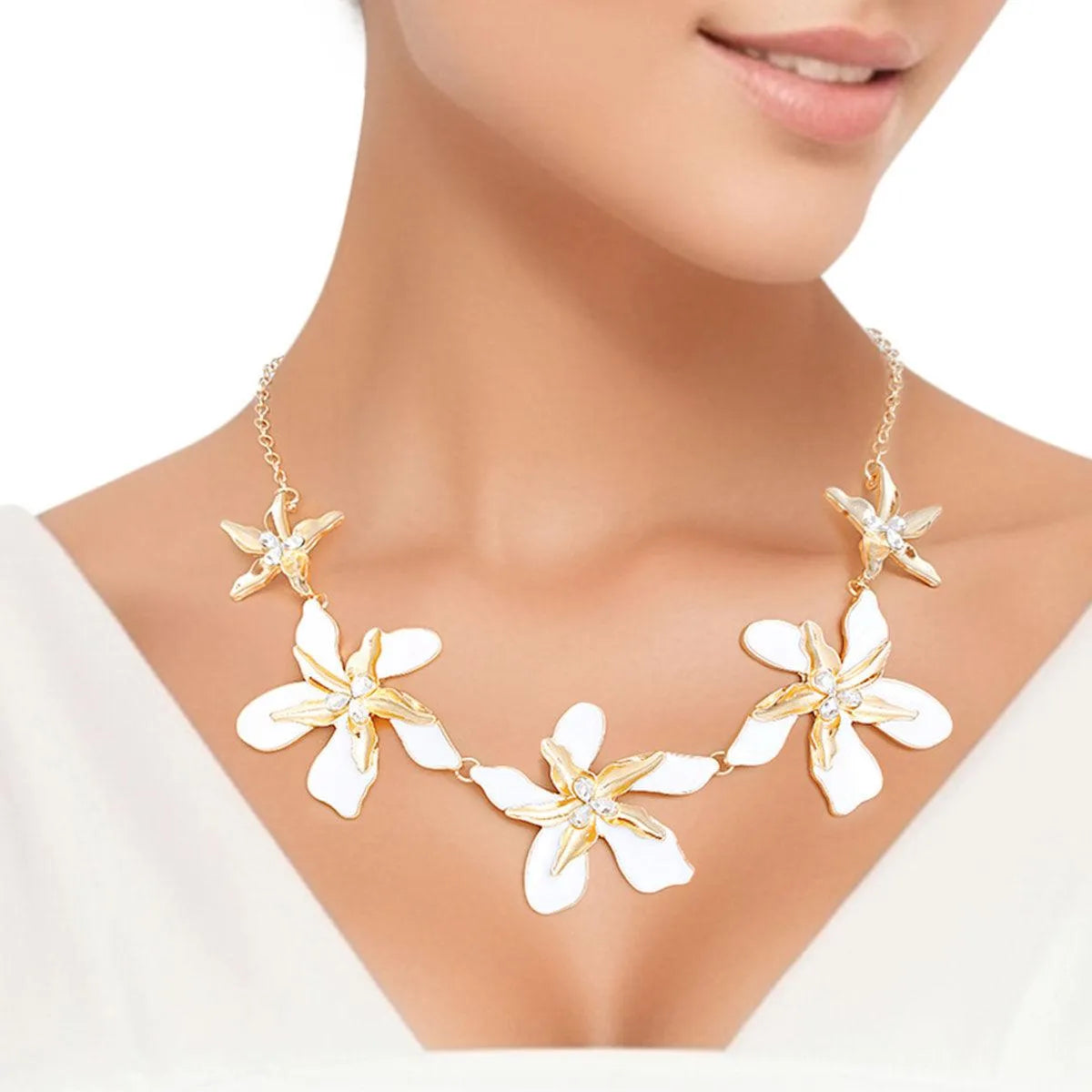 White Iris Necklace: Stunning Fashion Jewelry Pinktown