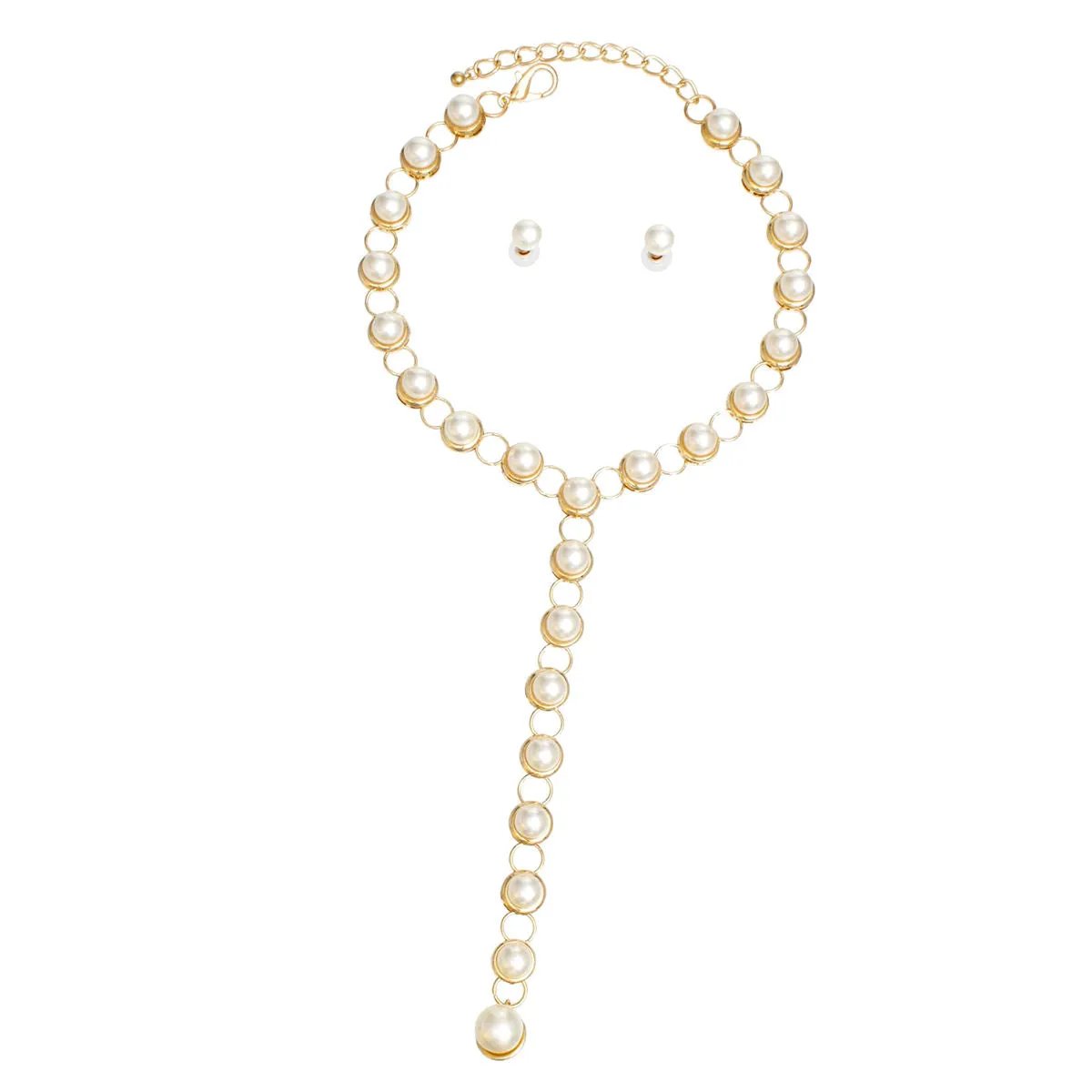Y Necklace with Faux Cream Pearl - Elegance Redefined